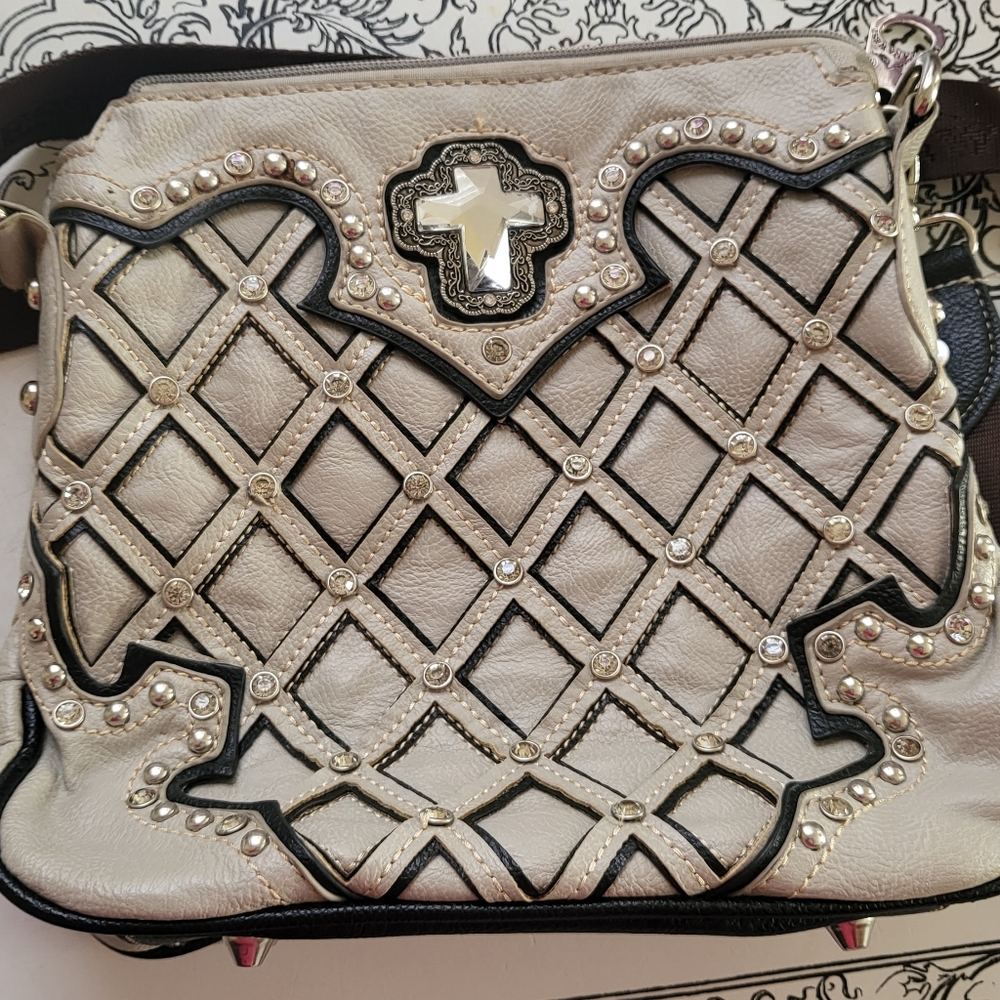 Montana West Crossbody Bag Purse Satchel Beige Brown Tan